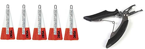 Set: 5 Stück Heringsbleie von Jenzi/Dega 30, 40, 50, 60 oder 80 Gramm mit Öse & Reflexfolie + gratis Angelschere (30 Gramm)