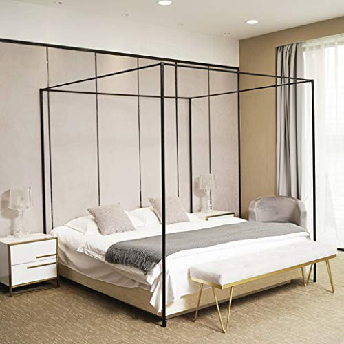 SCMTY WMNC003 Cadre de lit en métal avec auvent épais en spirale pour lit king size en acier inoxydable à quatre coins pour lit en métal et bois (type 2 noir)