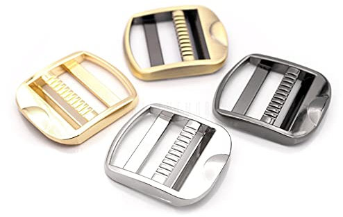 CRAFTMEMORE Strong Metal Ladder Lock Tri-Glide Tension Lock Slide Buckle for Adjustable Backpack Harness Belt Strap 4pcs - Pick Color SC82 (1 Inch, Silver)
