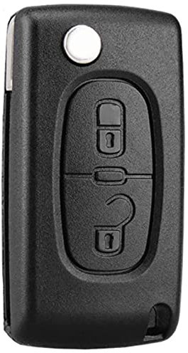 OGGIPRO 2 Boutons Coque Clé Compatible CE0536 clé à Rabat Pliable pour Peugeot 207 307 308 407 408 3008 5008 Citroen C2 C3 C4 C5 C6 C8 (2 Boutons, CE0536)