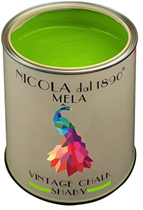 Peinture Vintage Chalk Shabby à base d'eau, pour l'intérieur et l'extérieur, aspect mat, fabriquée en Italie, Couleur vert pomme - Taille 2,5 lt