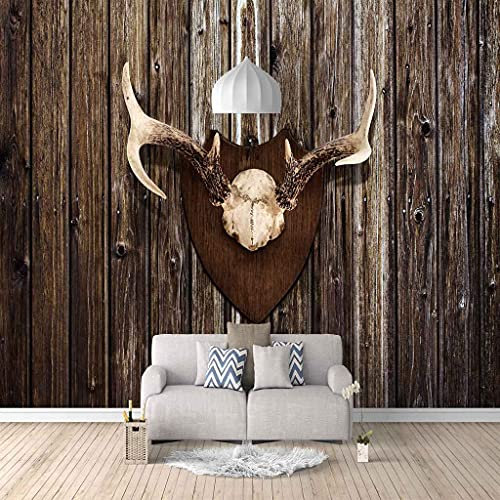FVGKYS Tapete Aufkleber Selbstklebend Art Wandbild Dekoration Retro Tier Elch Hörner Poster Fototapete 3D Benutzerdefinierte Für Wohnzimmer Schlafzimmer Küche Kinderzimmer 300x210cm