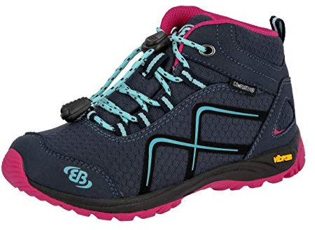 Brütting Mixte enfant Guide High Chaussure de course tout terrain, Bleu Marine Rose Turquoise, 27 EU