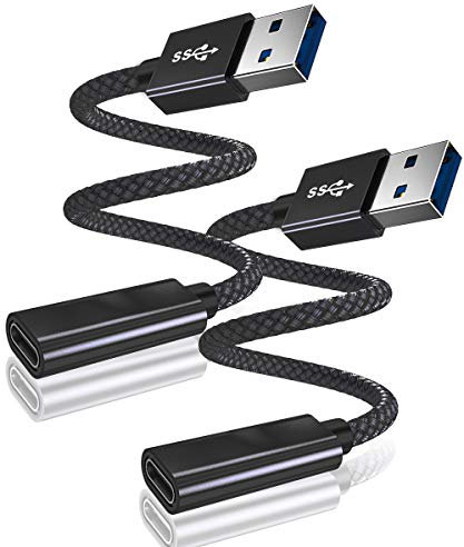 BASESAILOR Cavo Adattatore USB C Femmina a USB 3.0 Maschio 1M/2Pcs,Connettore USB Tipo A 3.1 5Gbps GEN 1 per MagSafe Caricatore,iPhone 16e 16 15 Pro Max iPad 10,Samsung Galaxy S25 S24 A55 A54