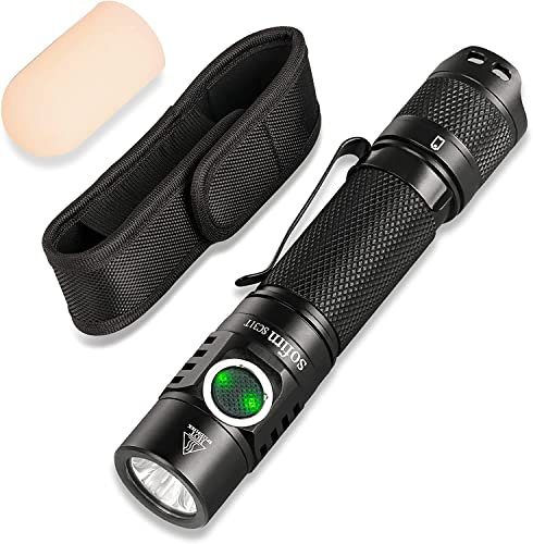 EDC Flashlight 2000 Lumens, Sofirn SC31T Rechargeable Light with SST40 LED 5000K, Tactical Switch, Pocket Clip, Diffuser, Holster, Super Bright for Dog Walking Camping Hiking Fishing