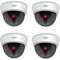 ERWEY Cámara falsa con objetivo, videovigilancia, seguridad de mercancías, cámara falsa con luz LED roja para pared y techo, 4 juegos con papel perforado, 4 unidades