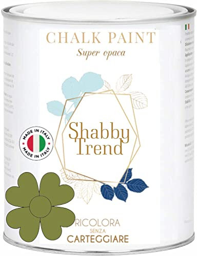 GENERICO SHABBY TREND® CHALK PAINT Pittura Shabby Chic Vintage Mobili Pareti Extra Opaca 120 VARIANTI (375ml, VERDE BAMBOO)