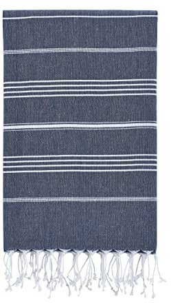 Toallas de playa de baño turcas Peshtemal, secado rápido y fácil, para ducha, baño de vapor, spa, piscina, gimnasio y yoga, 100% algodón, 100 cm x 180 cm (azul marino)