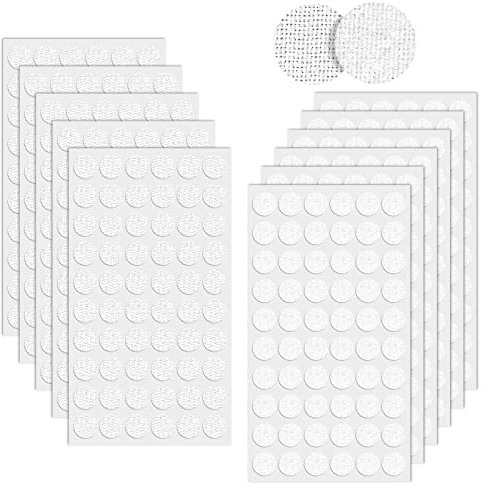 Klettpunkte Selbstklebend 15mm, 600 Stück Klett Klebepunkte, Rund Doppelseitig Klebende Klettverschluss für Papier, Kunststoff, Glas, Leder, Metall, Weiß