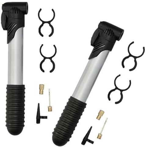 Luftpumpe 2 STK. K&B Vertrieb Fahrradpumpe 21cm Mini Fahrradluftpumpe mit Autoventil Pumpe 589