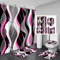 Nkzply 4-teiliges Duschvorhang-Set, rosa und schwarz, gestreift, Grau und Weiß, Badezimmer-Sets mit Duschvorhang und Teppichen, moderne Heimdekoration, Duschvorhänge mit Teppichen und WC-Deckelbezug