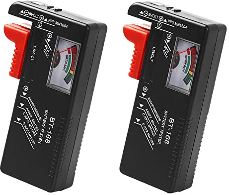 2 Pack Battery Tester, Universal Battery Checker for AA/AAA/C/D / 9V / 1.5V Button Cell Batteries Household Battery Life Level Testers Power Monitor Meter (Requires No Battery for Operation)