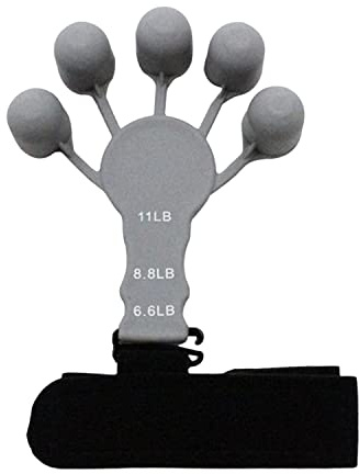 LSYYSL 1 Fingerstärkungsgerät, 1 Einstellband, Silikon-Handgelenksdehner, Handkrafttrainer, Kraftstärkungsmittel, Handübungsgerät für Fingerdehnung, Handmuskeltraining (Grau)