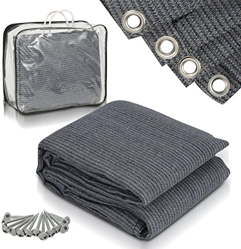 Vigevee Tapis d'auvent pour Le Camping, Respirant, antidapant, Lavable, avec 13 piquets et Sac de Transport, 300 x 400 cm (Gris Bleu)