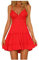 LUNULE Kleid Mit Hose Drunter Abendkleider Elegant FüR Hochzeit Elegante Kleider Damen Frauen Einfarbig Spitze Patchwork V-Ausschnitt SpaghettiträGer RüCkenfrei Minikleid Elegant Kleid äRmel (Rot, M