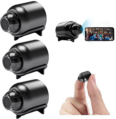 ViCUULY Mini cámara WiFi 1080P HD, visión nocturna incluida, cámara IP de vigilancia inalámbrica, monitoreo remoto de detección de 160°, gran angular de 160°, monitor de bebé (3 piezas)