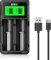 EBL LCD Cargador 18650, USB Inteligente Cargador para 3.7V Li-Ion 18650 16340 RCR123 18490 18350 17670 17500 26650 22650 & AA AAA C Recargable