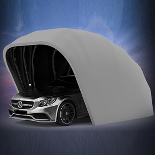 ZZYYZZ Mobiles Autozelt für den Außenbereich, zusammenklappbarer, teleskopischer, einfacher Garagen-Carport aus Edelstahlmaterial, halbautomatische Sonnenschutz-Regenaktivitäten