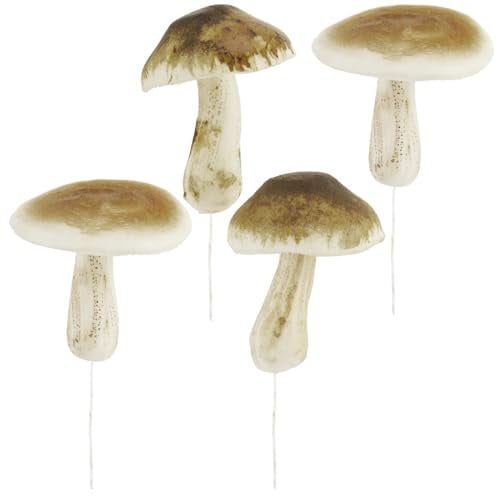 com-four® 4X Täubling - künstliche Pilze zum Einstecken in Kränze und Gestecke - Schwammerl als tolle Herbstdekoration - Kunst-Pilze