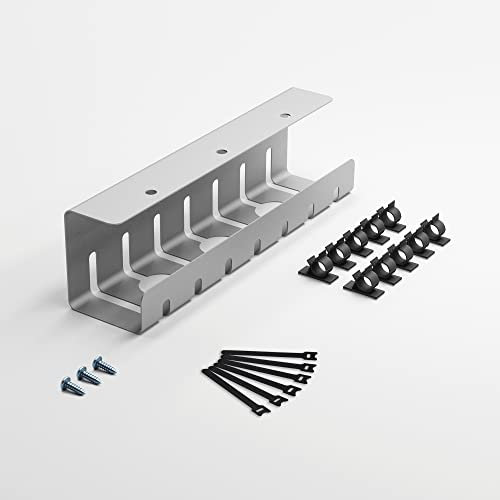 Albatros Kabelkanal Schreibtisch Silber Komplettset A - Kabelmanagement Schreibtisch für mehr Ordnung und Produktivität - Kabel Organizer für optimale Kabelführung