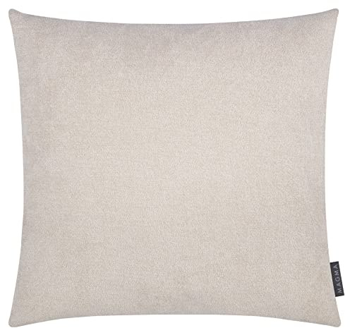 MAGMA Alfa Kissenbezug 50x50 cm - beige,- samtig weich kuscheliger Velour Look, rechteckiger Kissenbezug, für Wohnzimmer, Schlafzimmer, Büro und Gästezimmer Waschbar