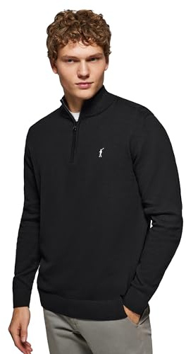Polo Club Herren Basic Pullover Mit Reißverschluss - 100% Baumwolle Pullover Zipper Langarm Sweat