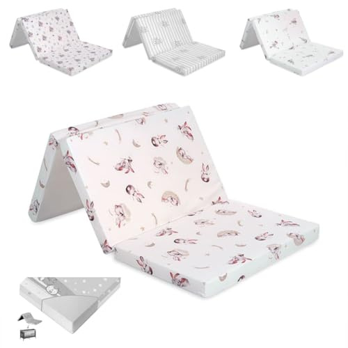 Lorelli Baby Matratze Classic atmungsaktiv, Kindermatratze 60 x 120 cm faltbar mit abnehmbarem und waschbarem Bezug, Bequeme Babymatratze aus hochwertigem Schaum für Reisebett und Kinderbett, Beige