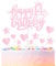 mciskin Happy 14th Birthday Cake Toppers - Pink Heart Stars for Cupcakes & Cakes - Personalised Birthday Gift for Girls