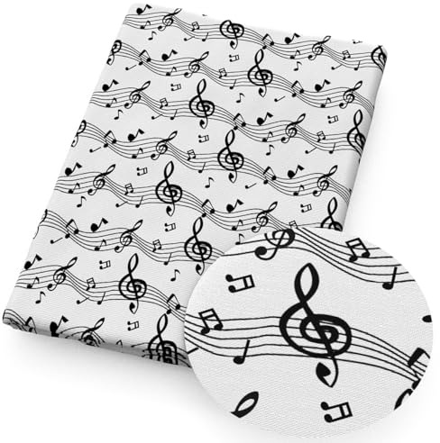 Zelbuck Baumwollstoff Mit Musiknoten-Aufdruck, 50 cm X 145 cm, Bastelstoff Aus Baumwollmaterial for Selbermachen (Color : Music Note A)