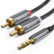 ZOOAUX RCA to 3.5mm Aux Cable, Headphone Male to Male Jack Adapter Nylon Braided 1/8 to RCA Audio Y Cord for Smartphones, MP3, Tablets, Speakers, HDTV 4FT