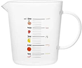 CTCOIJRN Taza medidora con báscula for Hornear en Casa, Vaso batidor de harina, Vidrio de borosilicato Alto, Herramientas auxiliares Resistentes al Calor for Cocina