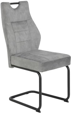 Hela Tische, 1ner Pack Esszimmerstuhl Schwingstuhl Linda, Samtvelour Silber, Rundrohgestell grau, Komfortsitz Federkorb, 140kg belastbar