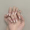 24pcs Medium Length False Nails Coffin, White Ombre Press on Nails Ballerina Fake Nails Glue on Nails Stick on Nails Removable Acrylic Nails Gifts Women Girls Nail Art Accessories