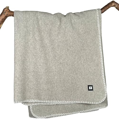 EKTOS Decke aus 100 % Schurwolle, 127 x 152,4 cm, tolle Couch-Überwürfe, Schoßdecken (Hellgrau, Überwurfgröße)