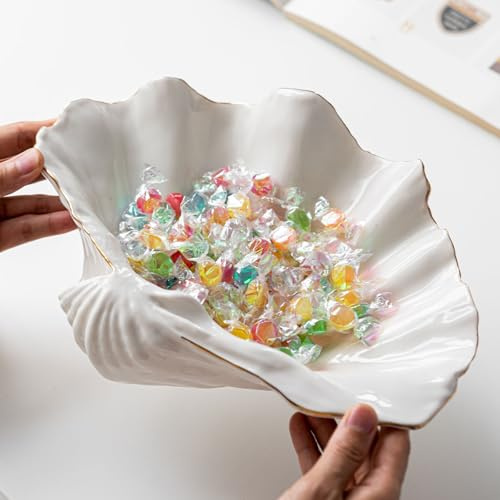Dekorative Schale mit Muscheln, 20,1 cm, weiße Muschelschale, Obsthalter, Schlüsselablage, Süßigkeitenschale, Küstenmeer-Mittelstücke für Eingangsbereich, Wohnzimmer, Badezimmer, Strandhaus, nautisch