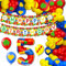 5th Birthday Decoration Building Blocks Themed Birthday Party Decorations Building Blocks Balloons Banner Colorful Themed Birthday Party Pack Supplies Number 5 Balloons