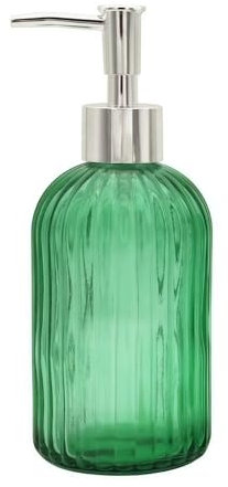 Green Glass Countertop Soap Dispenser - Shampoo, Conditioner & Washing Up Liquid Dispenser (1)