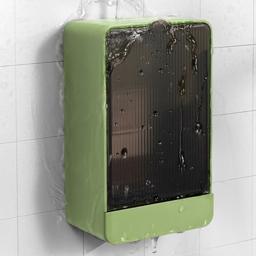 DENTSHIELD Wandmontierte Seifenschalen für Dusche, Duschseifenhalter, Badezimmer-Aufbewahrung, Seifenbox, Kitsch-Seifenbox, bohrfrei, selbstklebend (grün)