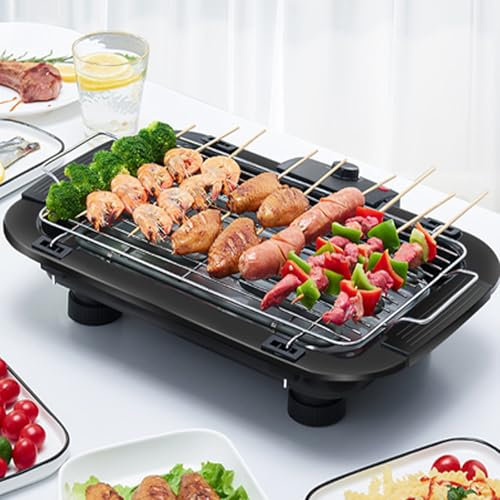 CNAOHGHN 2000W Electric Smokeless Indoor Grill,Dishwasher Safe Removable Water Tray,Electric Grill,For 195F-500F,5 Adjustable Temperature Knob from Warm to Sear for Customized BBQing