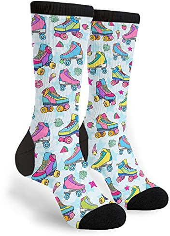 EujGvboU Calcetines para hombre y mujer, divertidos y novedosos calcetines, Patines de ruedas, Talla única