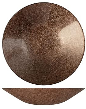 H&H-Regent, set 6 piatti fondi, piatti natalizi, in vetro, effetto glitter, bronzo, 22 cm