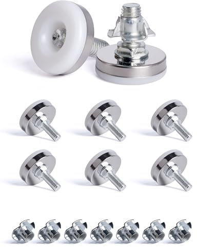 SPDYCESS 8 Stück M10 X 35MM Verstellfüsse Möbelfüße, Verstellbare Runde Nivellierfüße, Höhenverstellbarer Planierenfüße mit 8 Stück 4-zackigen Nutensteinen, für Schrank Schreibtisch Bett Beine
