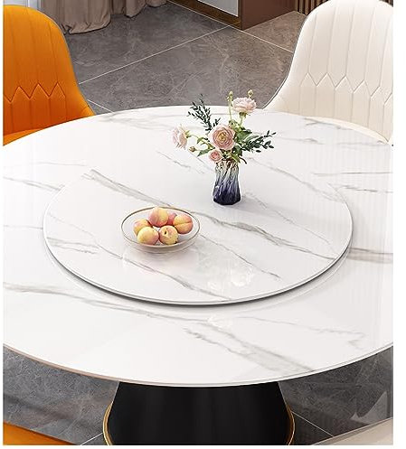 Drehteller aus Marmor, drehbar, für Esstisch, Ø 80 cm, Naturstein mit einzigartigen Mustern, elegante und funktionale Heimdekoration