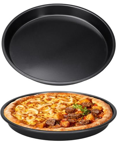 duisoad 2 Pezzi Teglia per Pizza Teglia Pizza Rotonda Vassoio per Rotondo da 28 cm per Torta, Lavastoviglie, Forno