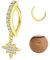 Morfetto Bauchnabelpiercing Gold Chirurgenstahl - Bauchnabelpiercing Ring Zirkonia Perle Bauchnabel Piercing Mit Anhänger Clicker Dangle Bauchnabel Piercing Schmuck 14G Golden-Stern