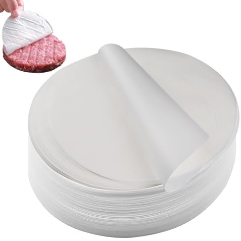 500-Pack Burger Patty Paper Sheets – 11cm Round Waxed Paper for Separating Frozen Burgers, Meat, Cheese – Non-Stick & Greaseproof Food Wrappers for Grilling, Storage, Freezing, BBQ & Meal Prep