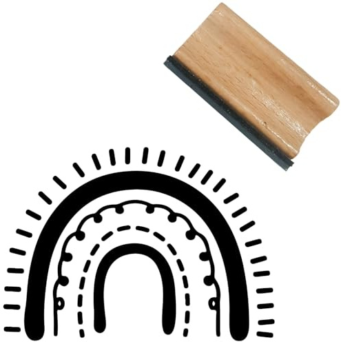 craspire Regenbogen Stempel Aus Gummi Für Planer Quadratisch Holzstempel 1.6 x 1.6 Zoll Naturholz Wiederverwendbar Vintage Quadratisch Dekorativ Scrapbooking Kleines Drucksiegel Für Kartenherstellung