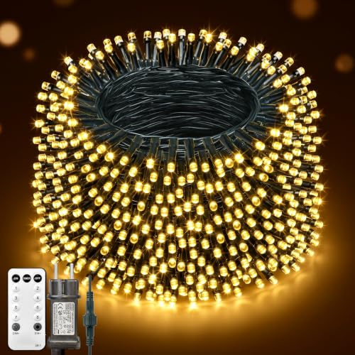 Ledido Weihnachten Lichterkette 22M 220 LED für Innen & Außen, Warmweiß | 8 Lichtmodi, IP44 Wasserdicht, mit Fernbedienung Memory Dimmmbar und Timer, für Halloween Party Hochzeit Balkon Herbstdeko