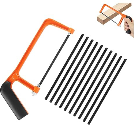 TogtherKings Sierra para metales, juego de mini sierra para metales con 10 cuchillas, sierra profesional junior para metal, plástico, corte de madera, sierra de mano pequeña con marco ajustable