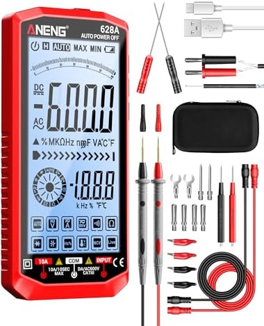 ANENG Multimeter,Digital Voltmeter Tester,TRMS 6000 Zähler Aufladbarem Messgerät Messung Wechsel-/Gleichspannung,Strom,Widerstand,Kapazität,Temperatur,Hz,NCV,Diode,Kontinuität,Elektrowerkzeuge